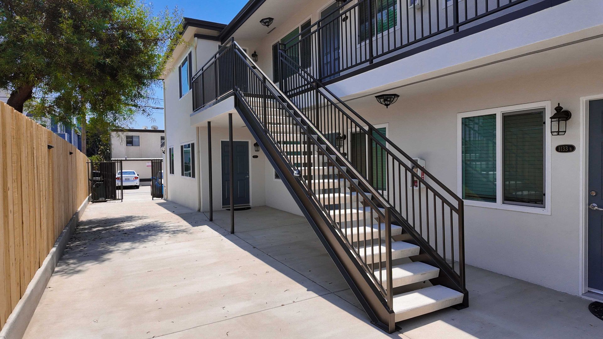 Curved wrought iron stair railings