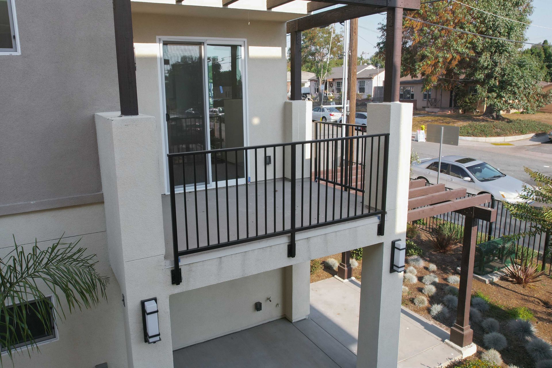 Front porch step handrail installation
